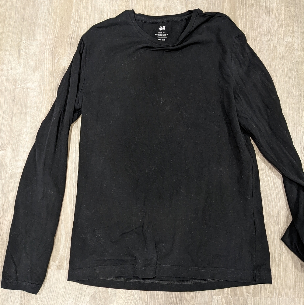 H&M slim fit long sleeves black shirt Large